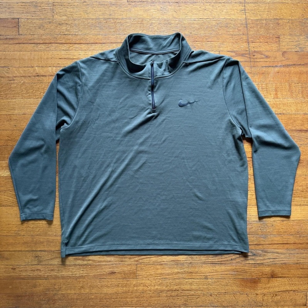 Nike Dri-FIT Pullover Training Top Half Zip Long Sleeve Olive M
